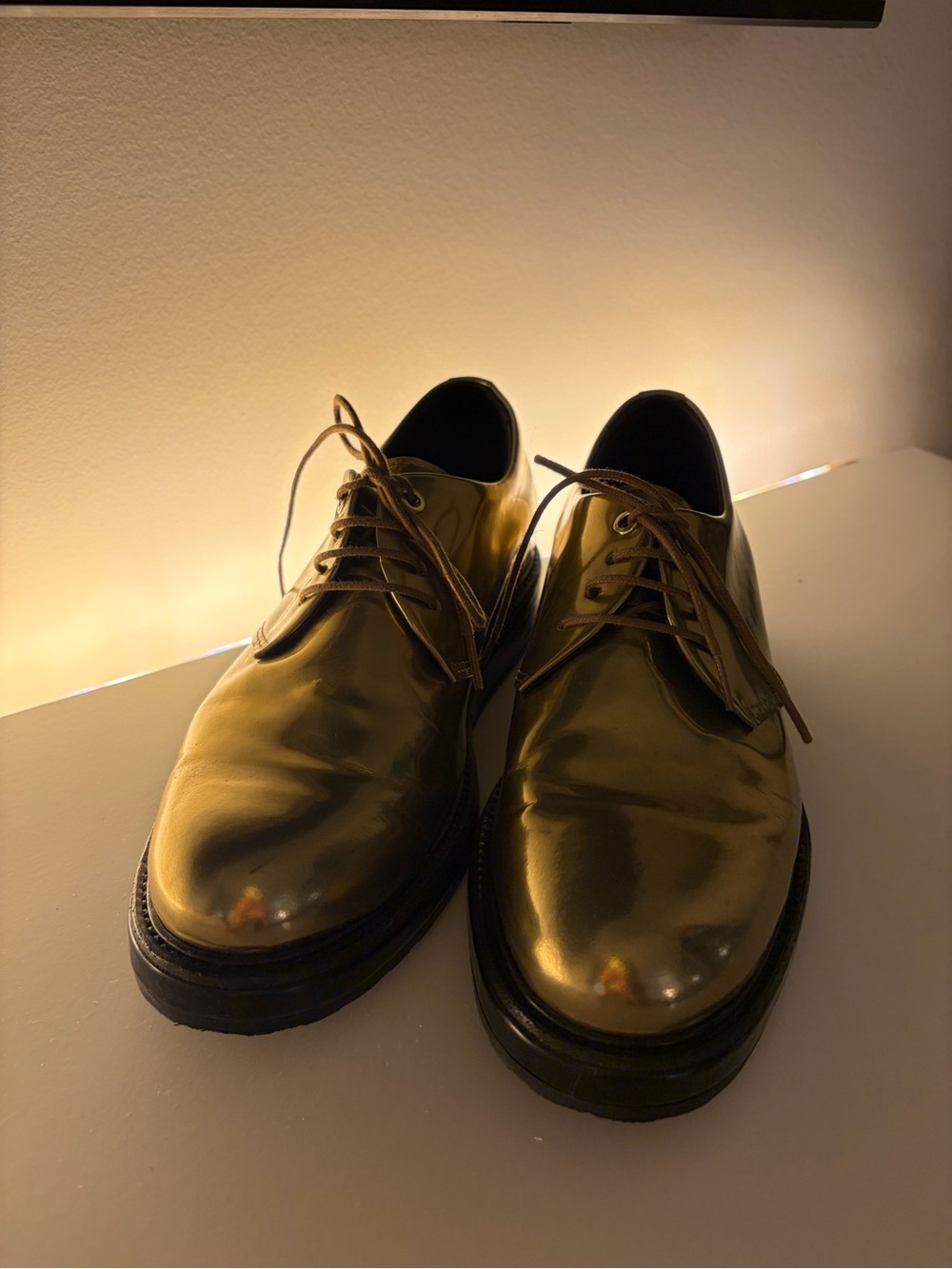 WANT Les Essentiels Metallic Gold Derby Shoes